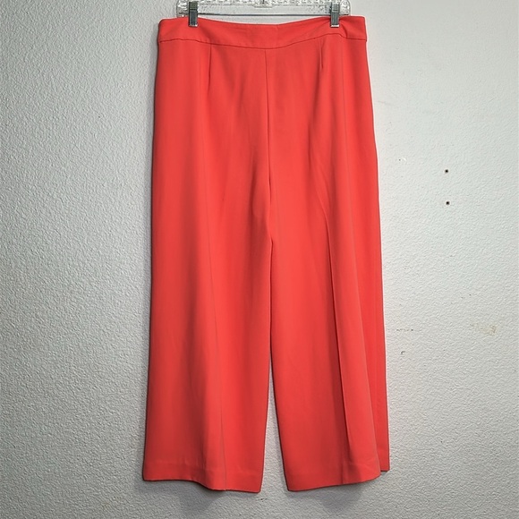 Trina Turk Esplande Split Front Wide Leg Cropped Pants Womens Size 12 Coral - Picture 4 of 13